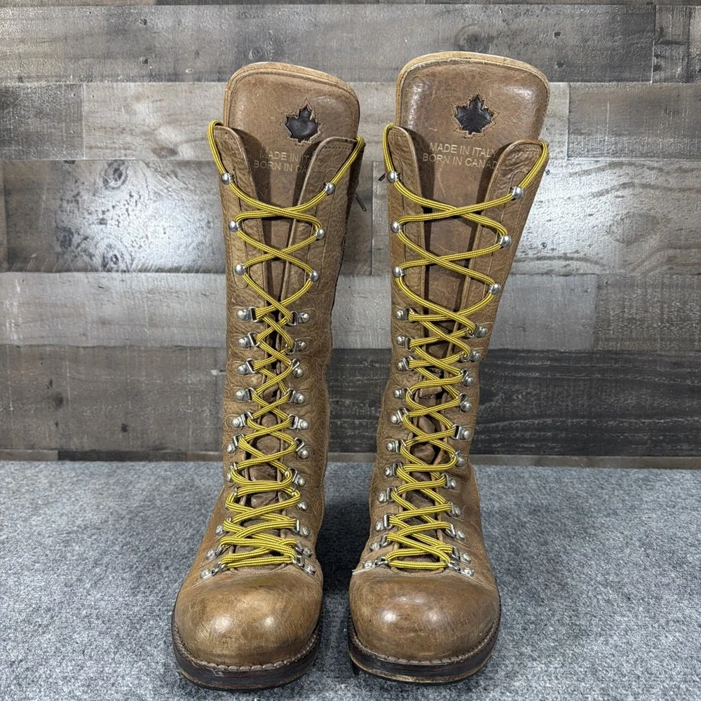 RARE DSQUARED2 Tall Canadian Hiking Boots Leather Archive Maple Leaf Italy 45/12